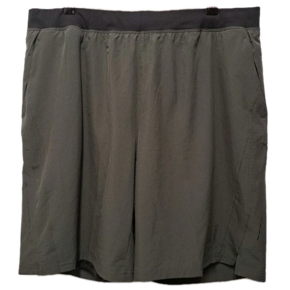 Skora 9" Qwick Dry Running Shorts Mens XL Olive Green Compression Lined Athletic